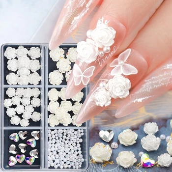 3D Akrylové Kvety Pearl Lesk Nálepky, Kamienky na Valentína Art Šperky